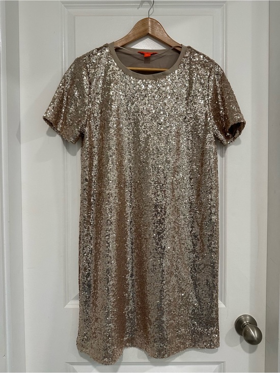 Joe Fresh Dresses & Skirts - Joe Fresh Champagne Sequin Mini Shift Tee Shirt Dress Women’s Size Small